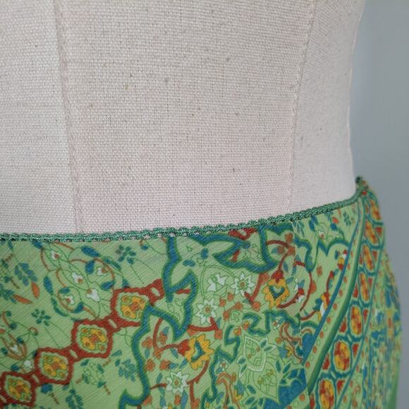 Y2K Midi Skirt PS PM Green Fairy Floral Vintage Boho Feminine Ruffle Blue Dainty - Picture 2 of 9